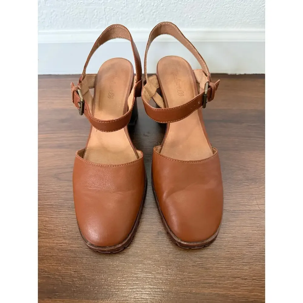 Madewell Claudie Heeled Lugsole Mary Janes Brown Leather Sz 10.5 Preppy Casual